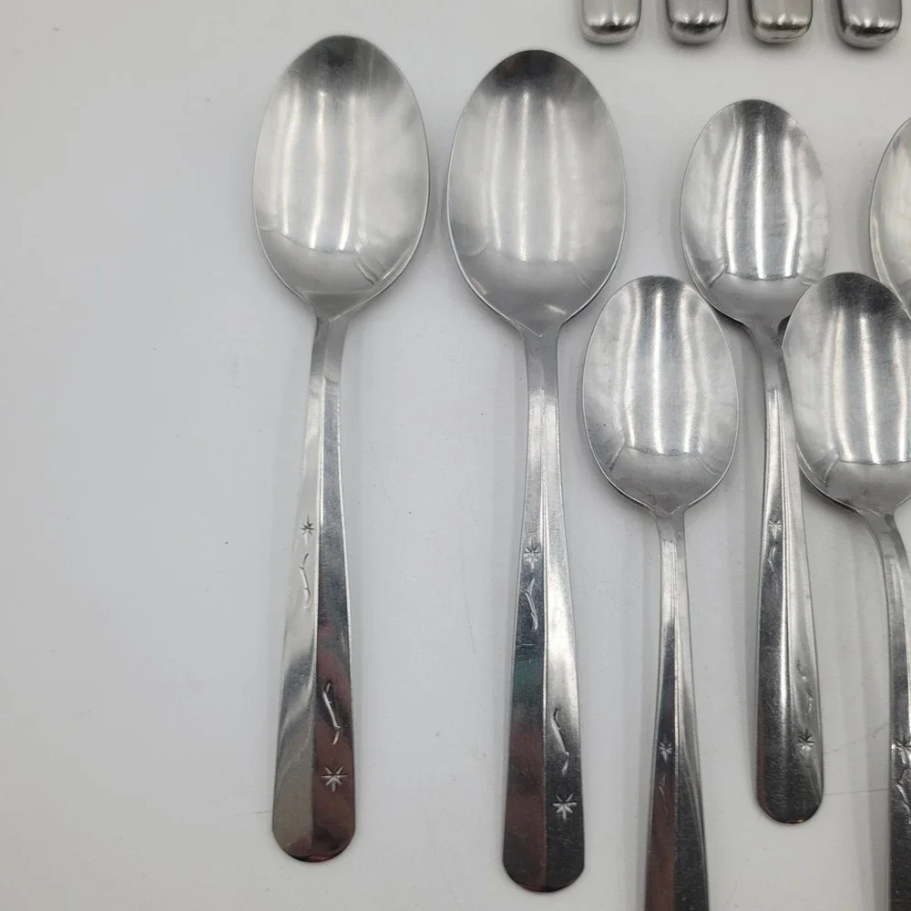 28pc Imperial International Star Time Stainless Flatware Set Atomic Starburst